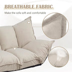 Modern Lazy Sofa Bed Beige Folding Futon for Kids or Home