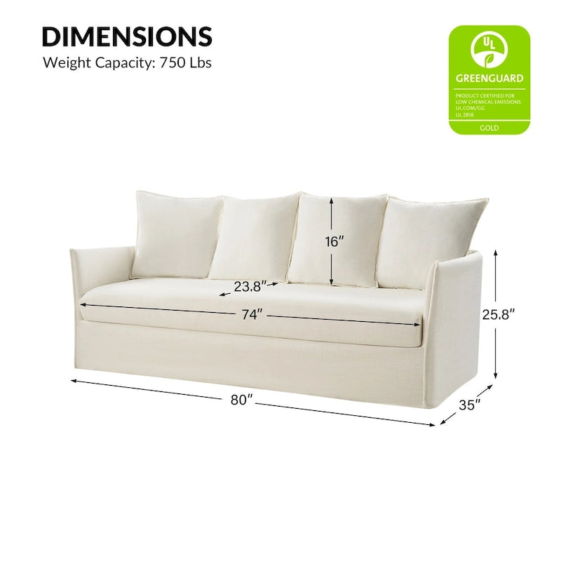 Gottfried 80  Slipcovered Sofa with Removable Cushions by HULALA HOME