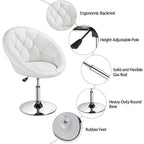 Yaheetech Modern Tufted Faux Leather Barrel Accent Chair