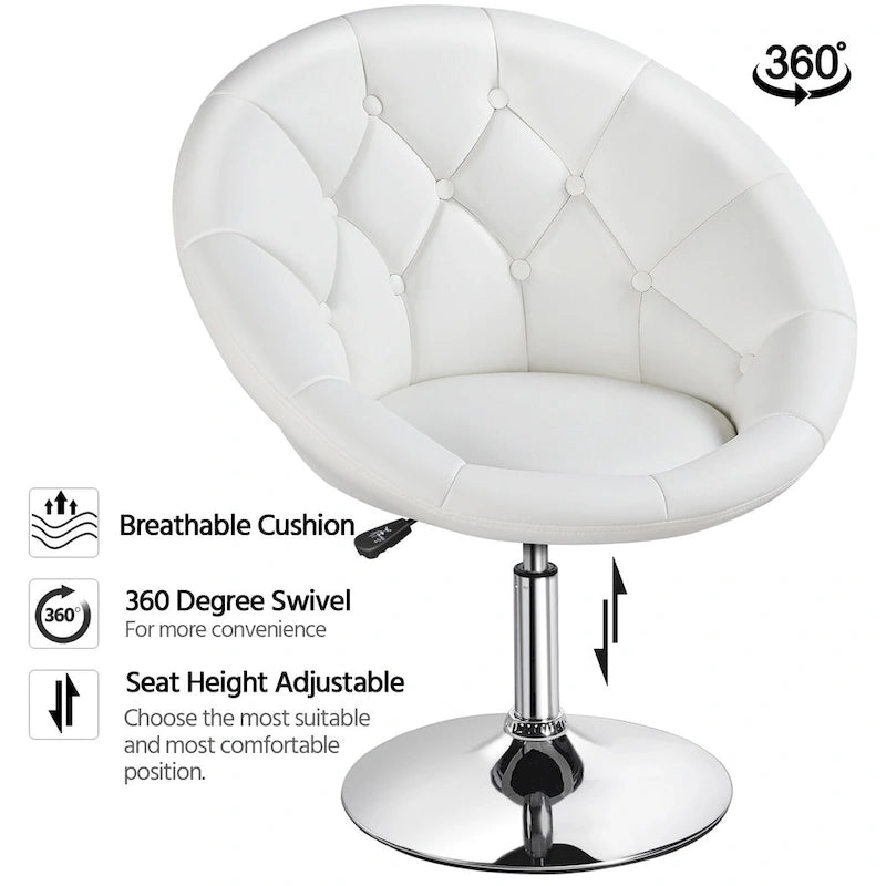 Yaheetech Modern Tufted Faux Leather Barrel Accent Chair
