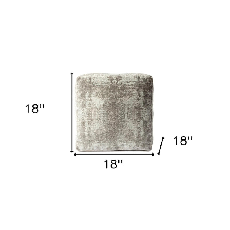 HomeRoots 18  Gray Abstract Pouf Ottoman