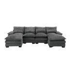 Modern Large chenille Fabric U-Shape Sectional Sofa with Ottomans, Reversible Sofa Couch for Living Room