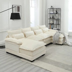 Modern Large chenille Fabric U-Shape Sectional Sofa with Ottomans, Reversible Sofa Couch for Living Room