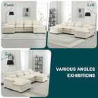 Modern Large chenille Fabric U-Shape Sectional Sofa with Ottomans, Reversible Sofa Couch for Living Room