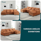 Modern Large chenille Fabric U-Shape Sectional Sofa with Ottomans, Reversible Sofa Couch for Living Room