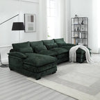 Modern Large chenille Fabric U-Shape Sectional Sofa with Ottomans, Reversible Sofa Couch for Living Room