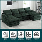 Modern Large chenille Fabric U-Shape Sectional Sofa with Ottomans, Reversible Sofa Couch for Living Room