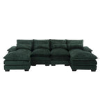 Modern Large chenille Fabric U-Shape Sectional Sofa with Ottomans, Reversible Sofa Couch for Living Room