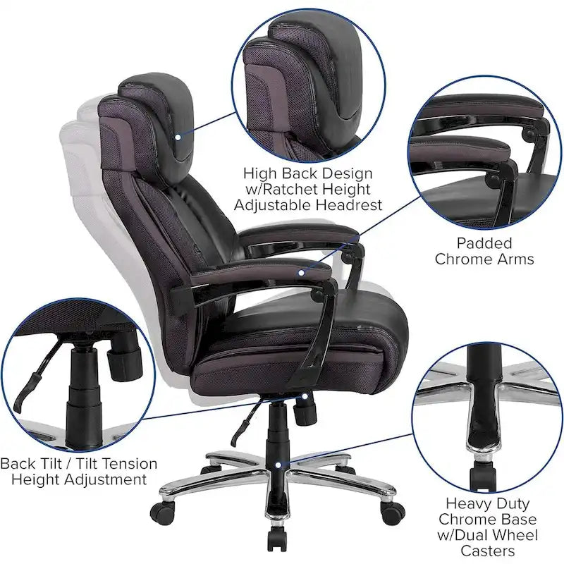 HERCULES Series Big & Tall Rated Black LeatherSoft Executive