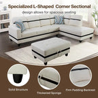 L-Shape Semi PU Leather Living Room Sofa Set with Ottoman,3-Piece