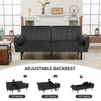 Velvet Futon Sofa Bed Convertible Sofa Couch with Adjustable Backrest, Daybed Guest Bed for Living Room - 2-Person