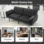 Velvet Futon Sofa Bed Convertible Sofa Couch with Adjustable Backrest, Daybed Guest Bed for Living Room - 2-Person