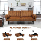 Velvet Futon Sofa Bed Convertible Sofa Couch with Adjustable Backrest, Daybed Guest Bed for Living Room - 2-Person