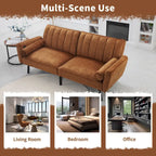 Velvet Futon Sofa Bed Convertible Sofa Couch with Adjustable Backrest, Daybed Guest Bed for Living Room - 2-Person