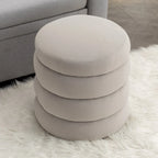 Soft Velvet Round Ottoman Footrest Stool