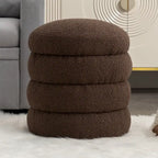 Soft Velvet Round Ottoman Footrest Stool