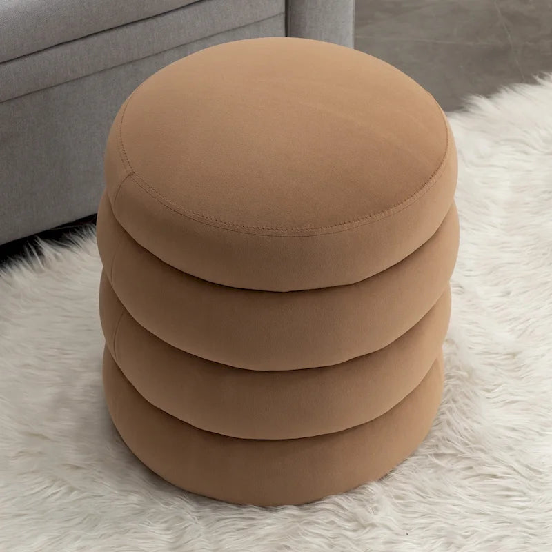 Soft Velvet Round Ottoman Footrest Stool