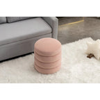 Soft Velvet Round Ottoman Footrest Stool