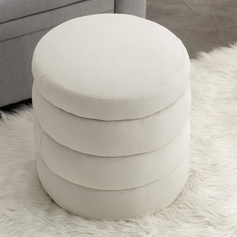 Soft Velvet Round Ottoman Footrest Stool