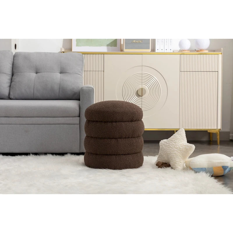 Soft Velvet Round Ottoman Footrest Stool