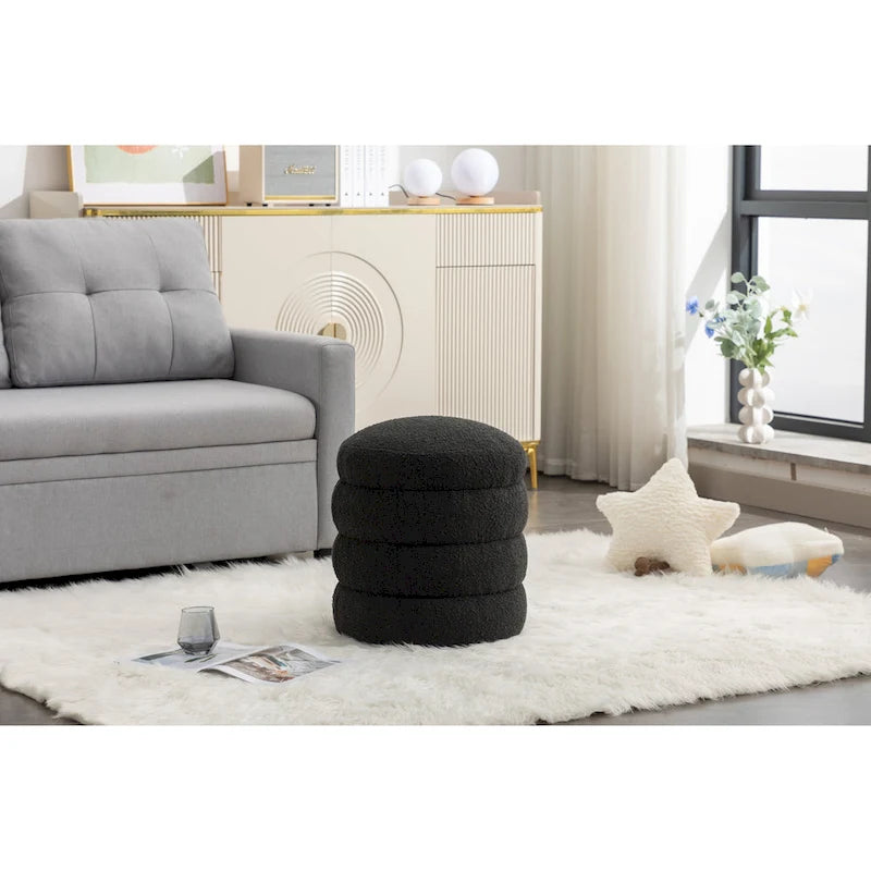 Soft Velvet Round Ottoman Footrest Stool