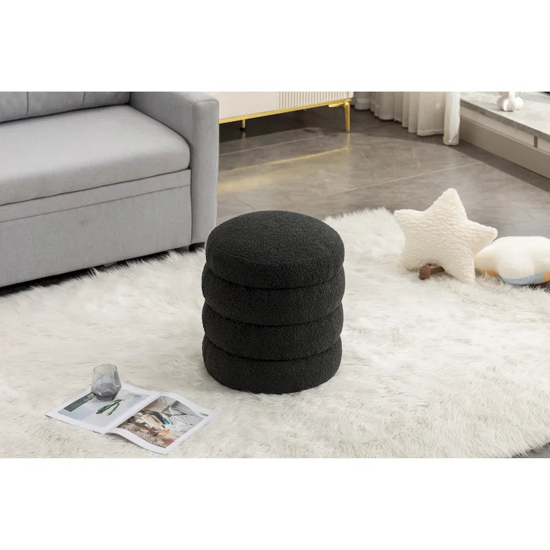 Soft Velvet Round Ottoman Footrest Stool