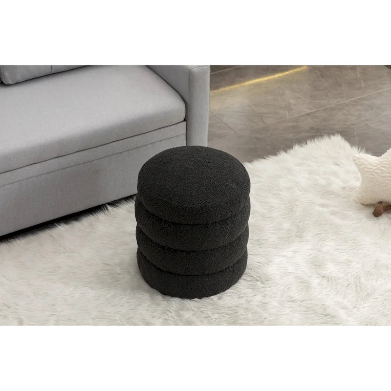 Soft Velvet Round Ottoman Footrest Stool