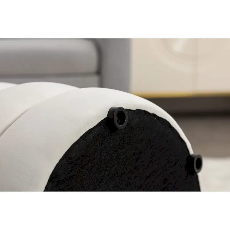 Soft Velvet Round Ottoman Footrest Stool