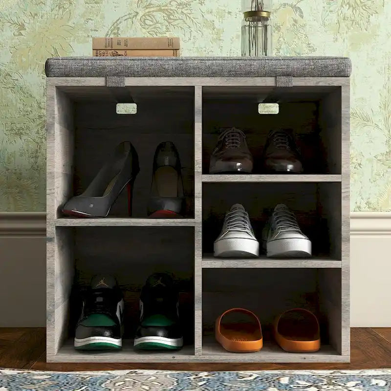 Entryway Shoe Bench with Storage, Padded Seat 20inch