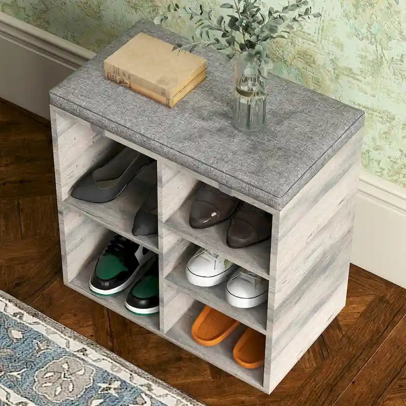 Entryway Shoe Bench with Storage, Padded Seat 20inch