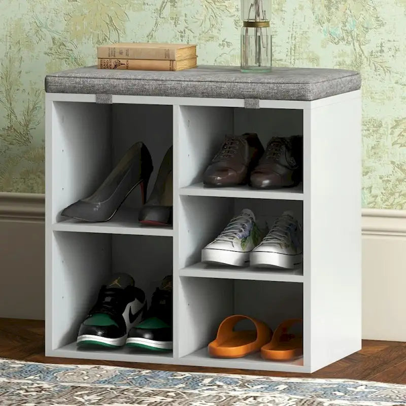 Entryway Shoe Bench with Storage, Padded Seat 20inch