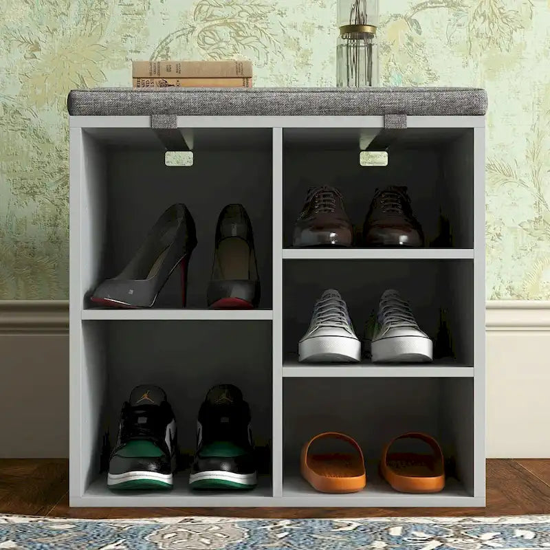 Entryway Shoe Bench with Storage, Padded Seat 20inch