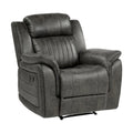 Bento 38 Inch Manual Recliner Chair, Tab Pull, Brownish Gray Microfiber