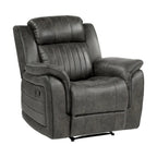 Bento 38 Inch Manual Recliner Chair, Tab Pull, Brownish Gray Microfiber