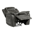 Bento 38 Inch Manual Recliner Chair, Tab Pull, Brownish Gray Microfiber