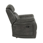 Bento 38 Inch Manual Recliner Chair, Tab Pull, Brownish Gray Microfiber