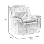 Bento 38 Inch Manual Recliner Chair, Tab Pull, Brownish Gray Microfiber