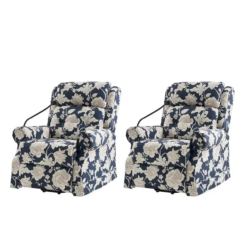 Billy Traditional Lift Assist Power Recliner With Massage Heat And Manual Headrest Set of 2 by HULALA HOME