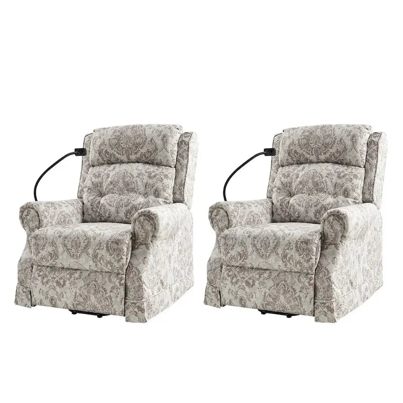 Billy Traditional Lift Assist Power Recliner With Massage Heat And Manual Headrest Set of 2 by HULALA HOME