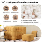 HOMEFUN Boucle Upholstered Tufted Modern Single Side Sofa Chair with Ottoman