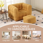 HOMEFUN Boucle Upholstered Tufted Modern Single Side Sofa Chair with Ottoman
