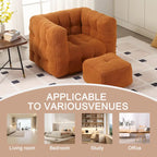 HOMEFUN Boucle Upholstered Tufted Modern Single Side Sofa Chair with Ottoman