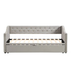 Twin Size Upholstered Sofa Bed with Trundle and Latest Integrated Bluetooth Audio System,Teddy Fleece