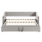 Twin Size Upholstered Sofa Bed with Trundle and Latest Integrated Bluetooth Audio System,Teddy Fleece