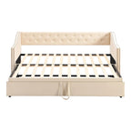 Twin Size Upholstered Sofa Bed with Trundle and Latest Integrated Bluetooth Audio System,Teddy Fleece