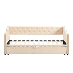 Twin Size Upholstered Sofa Bed with Trundle and Latest Integrated Bluetooth Audio System,Teddy Fleece