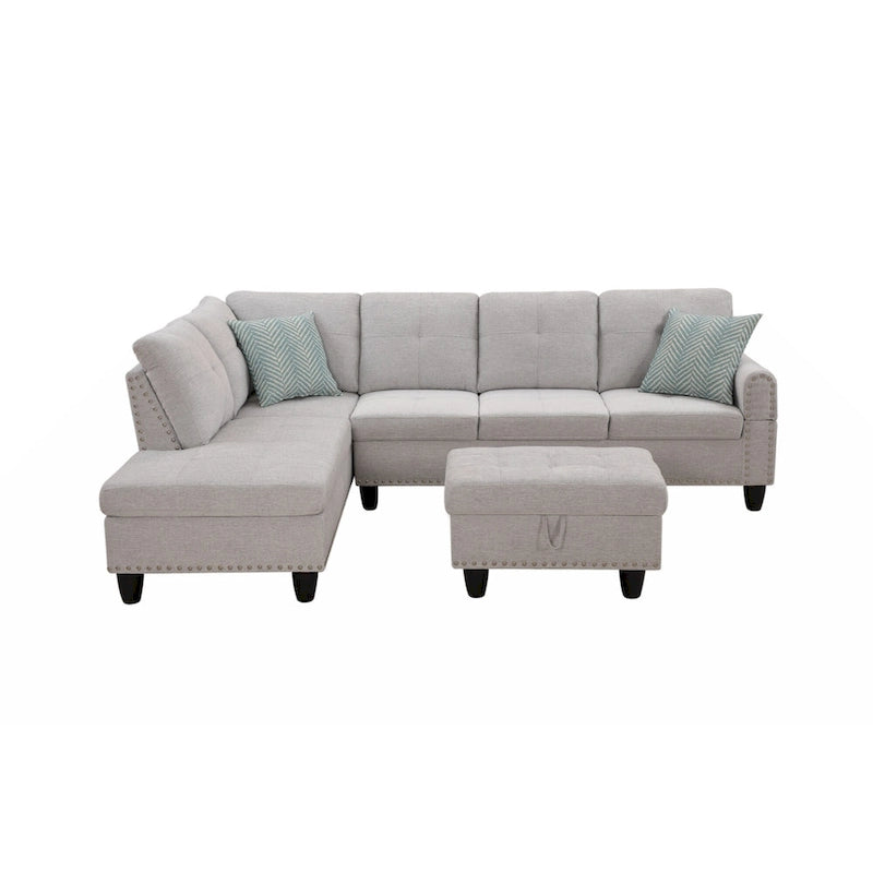 Alger 98  Wide Left Hand Facing Sofa & Chaise with Ottoman