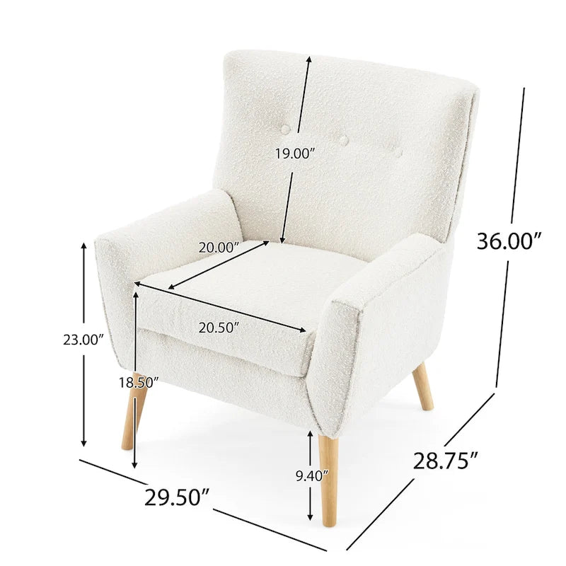 Almond Boucle Tufted Back Accent Chair by Christopher Knight Home