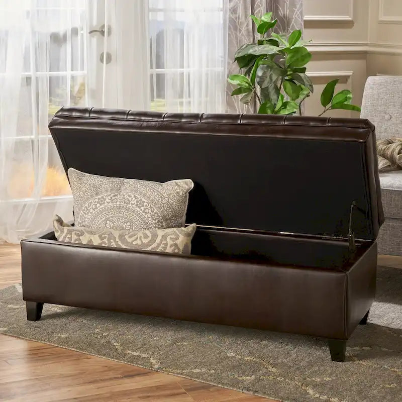 Modern Upholstered Storage Bench for Living Room Entryway