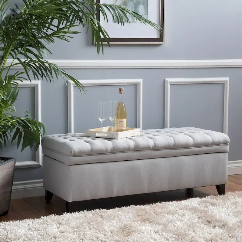 Modern Upholstered Storage Bench for Living Room Entryway